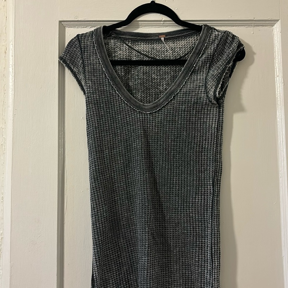 Free people gray waffle top
